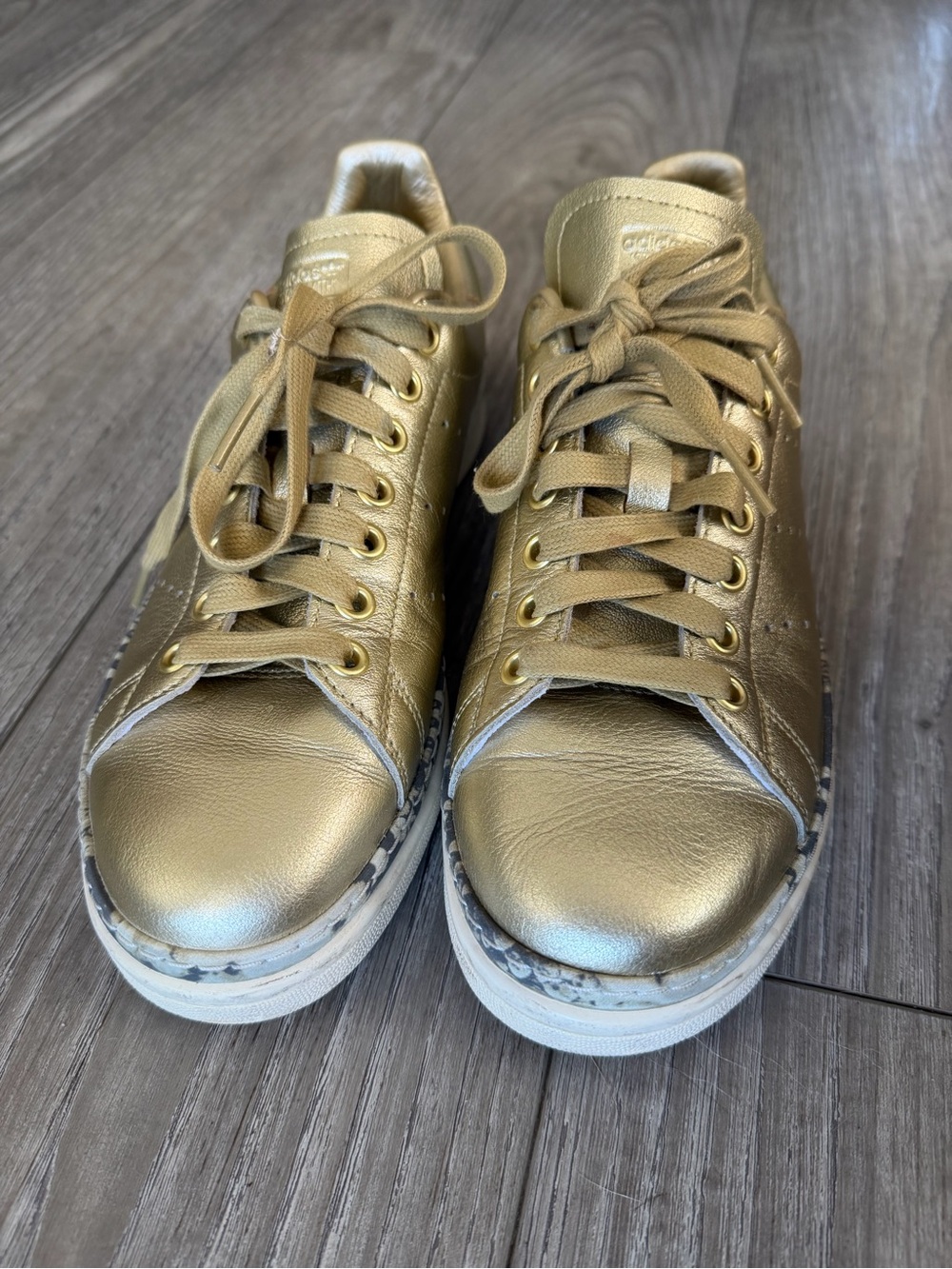 adidas Stan Smith New Bold Gold Metallic Snake Womens 7.5 F34120 Sneakers - Picture 2 of 8